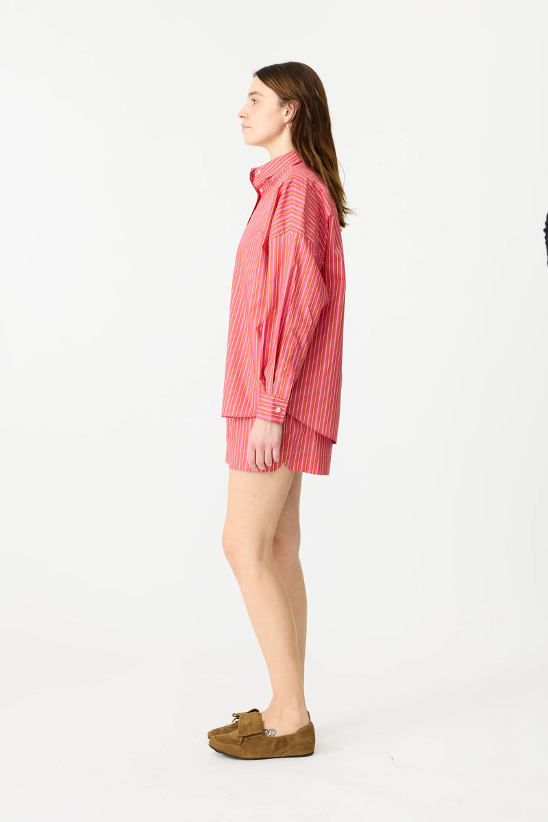 CHIARA LONG SLEEVE SHIRT - PINK/BURNT ORANGE  STRIPE