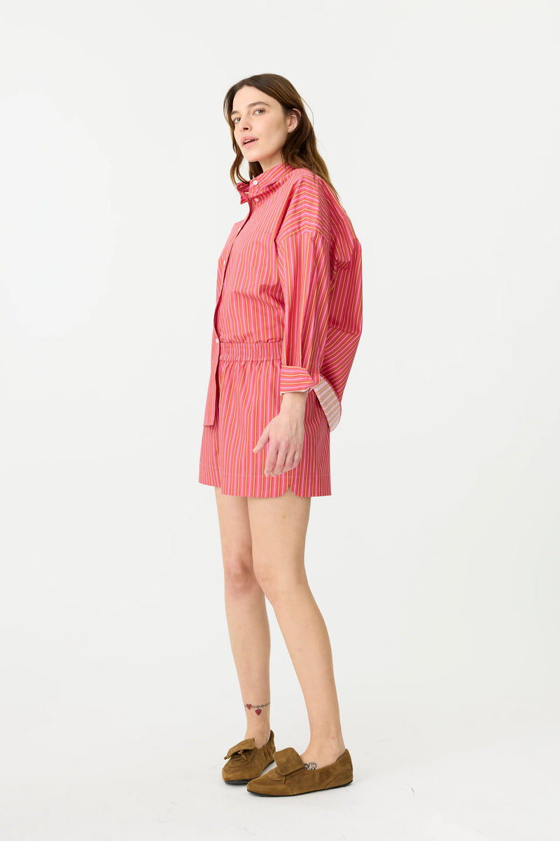 CHIARA LONG SLEEVE SHIRT - PINK/BURNT ORANGE  STRIPE