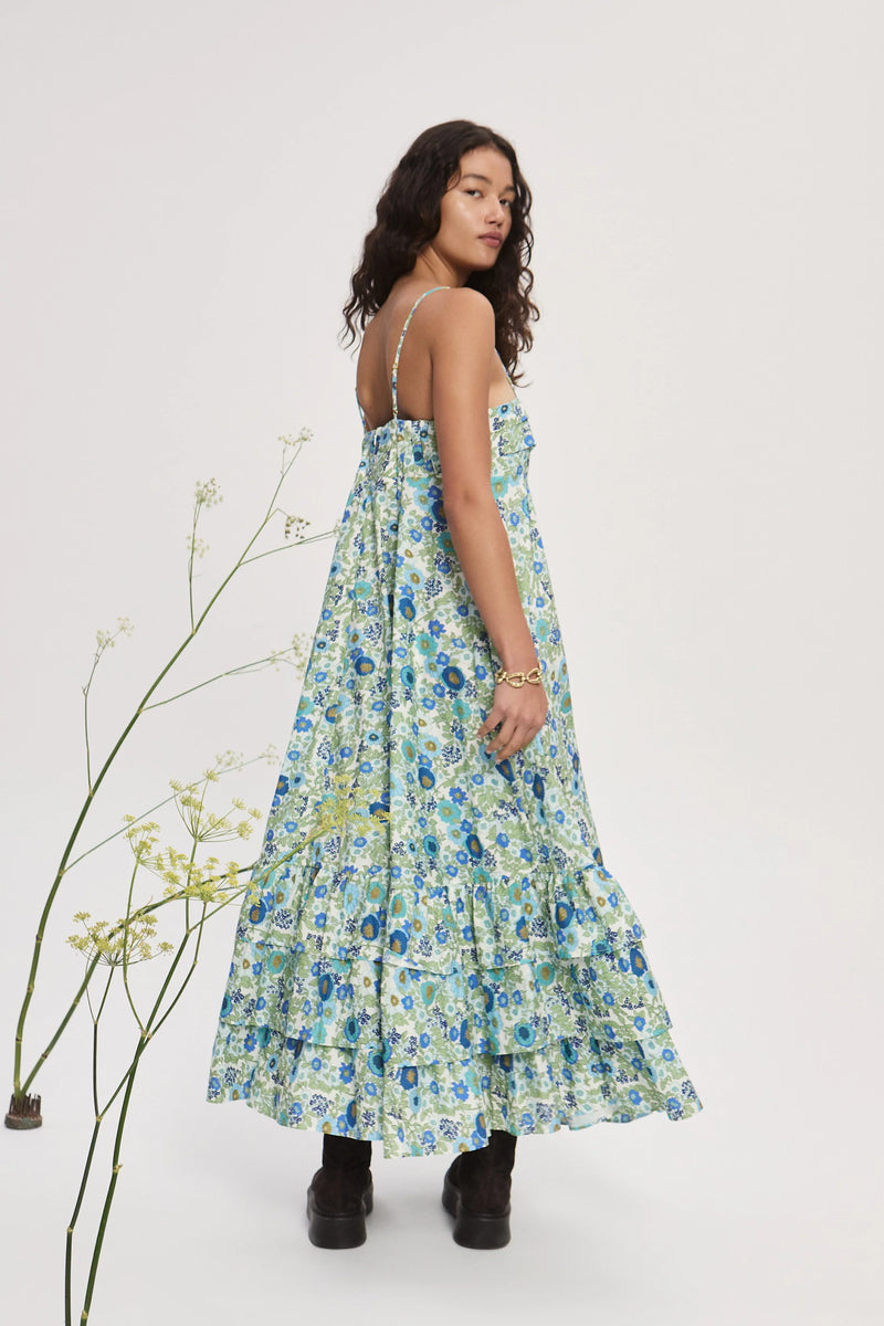 PAM TIERED MIDI DRESS