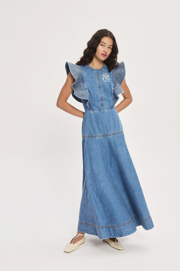 STEPHI DENIM MIDI DRESS