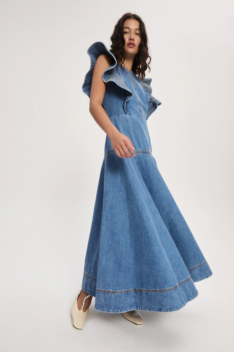 STEPHI DENIM MIDI DRESS