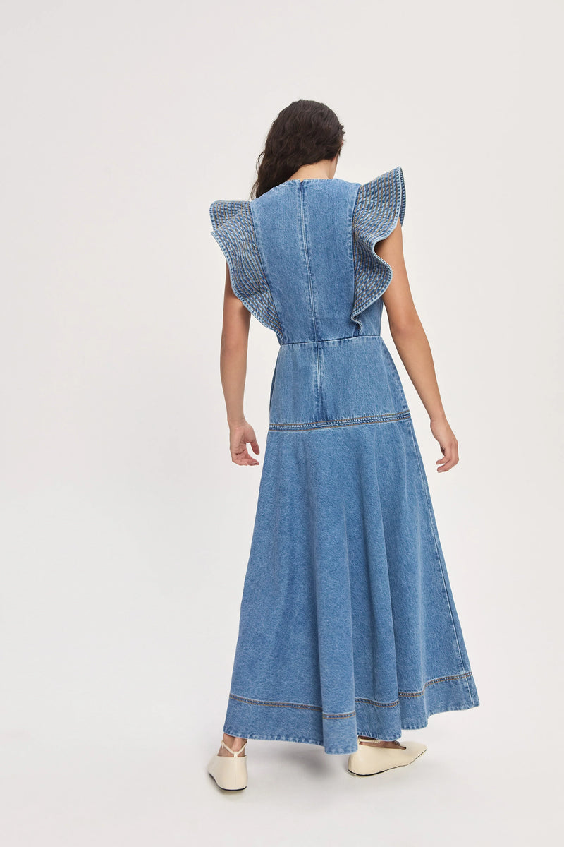 STEPHI DENIM MIDI DRESS
