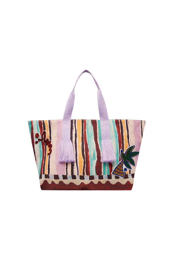 MICHELLE STRIPE PATCH BEACH TOTE