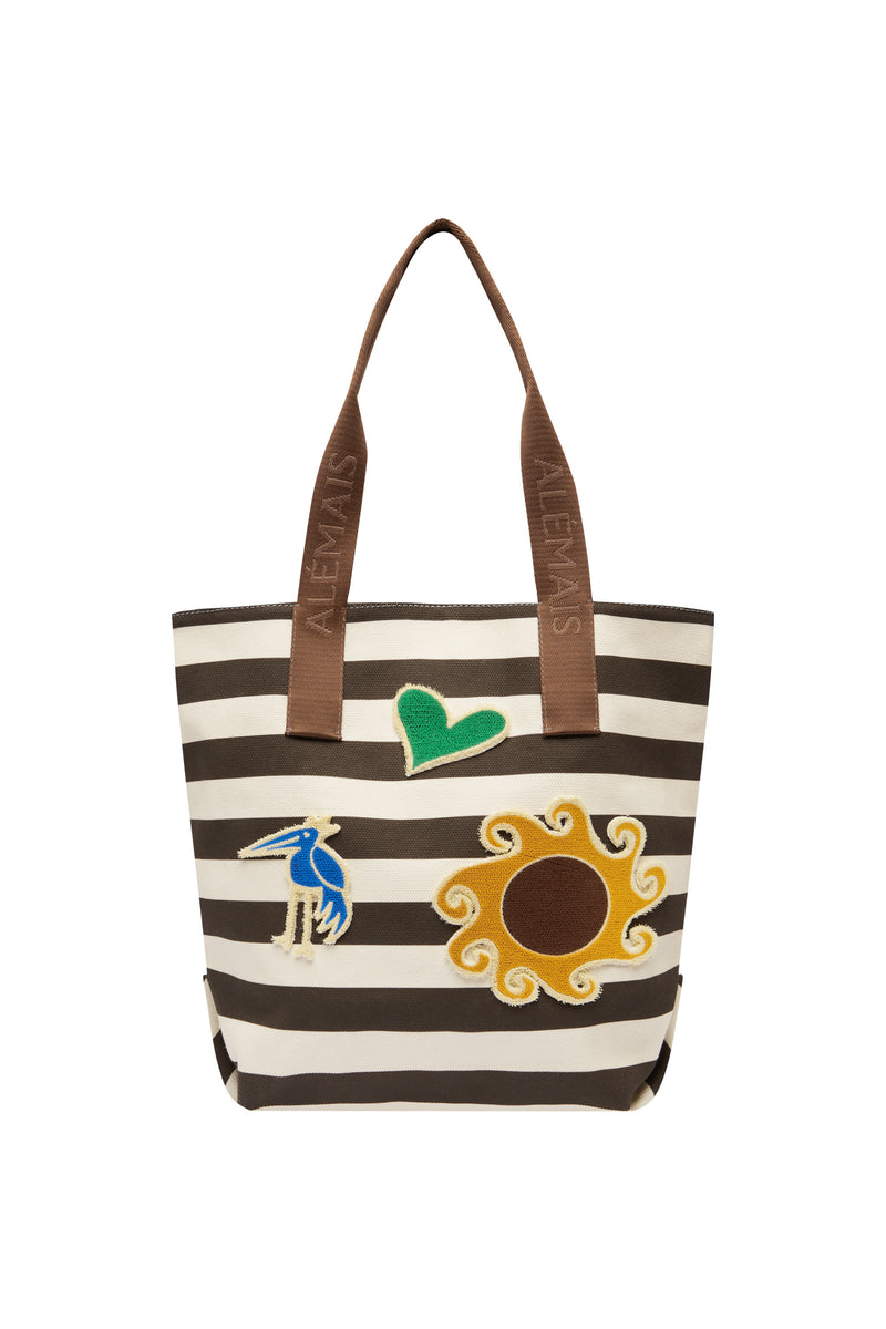 MAROC STRIPE PATCH SHOPPER TOTE