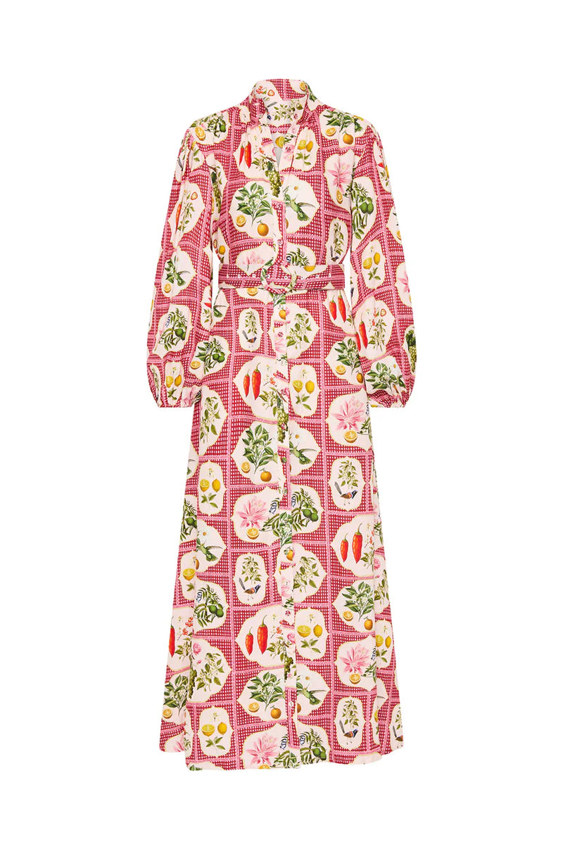 NODDY DRESS - PINK CITRUS TILE