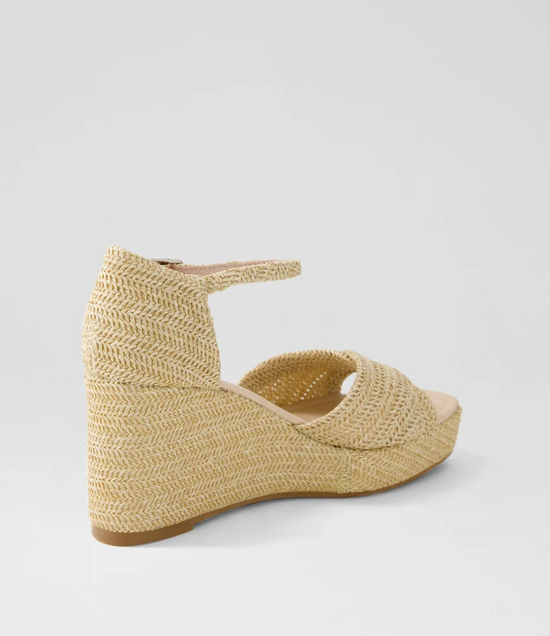 COTTON RAFFIA SANDAL WEDGE - LATTE NATURAL