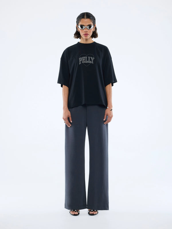 RHINESTONE LOGO TEE - BLACK