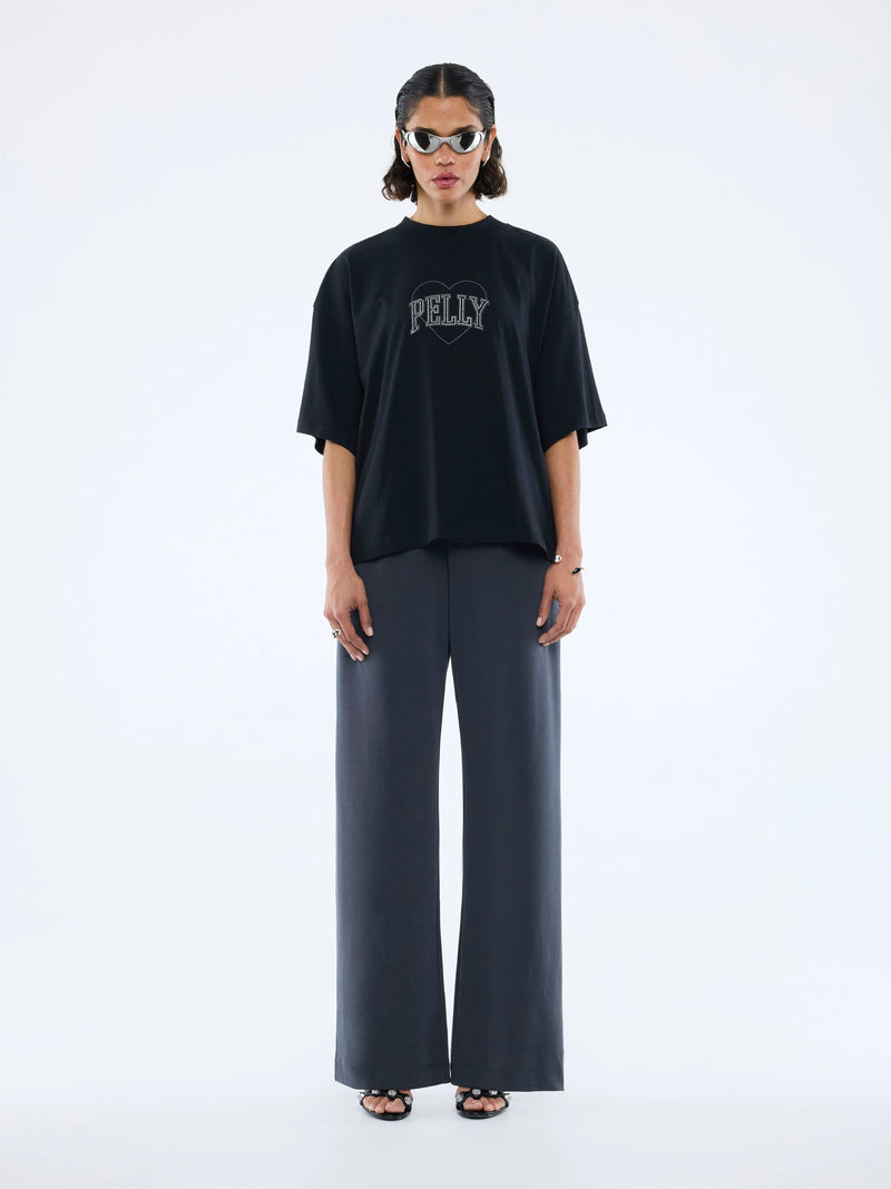 RHINESTONE LOGO TEE - BLACK
