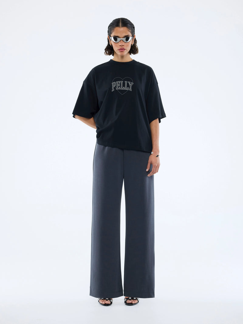 RHINESTONE LOGO TEE - BLACK