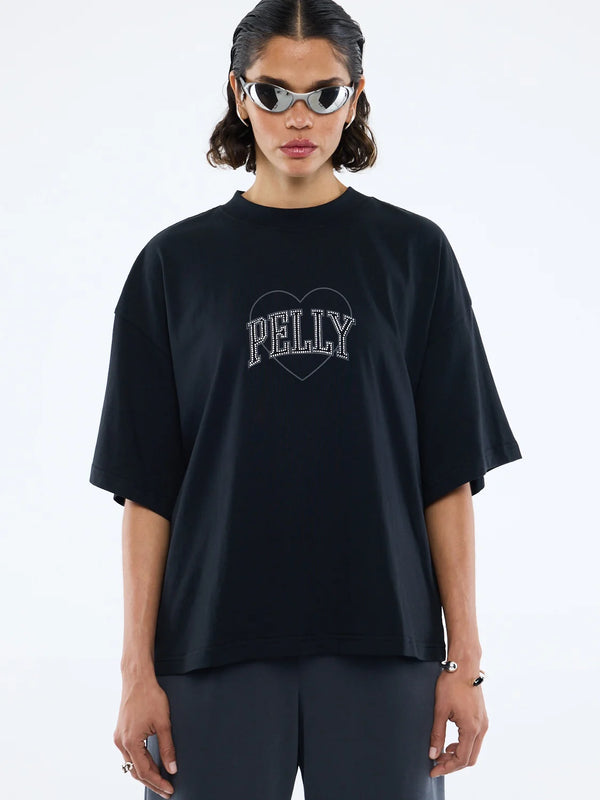 RHINESTONE LOGO TEE - BLACK