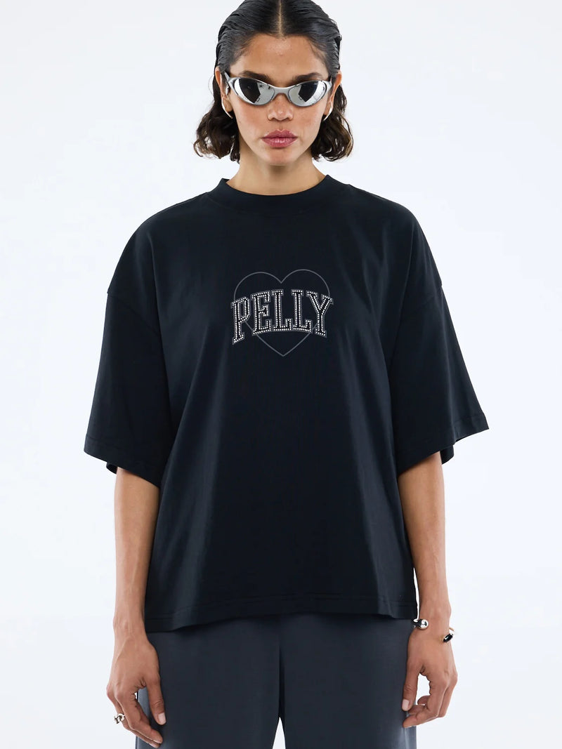 RHINESTONE LOGO TEE - BLACK