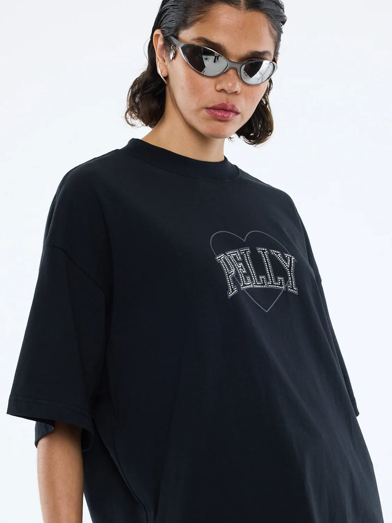 RHINESTONE LOGO TEE - BLACK