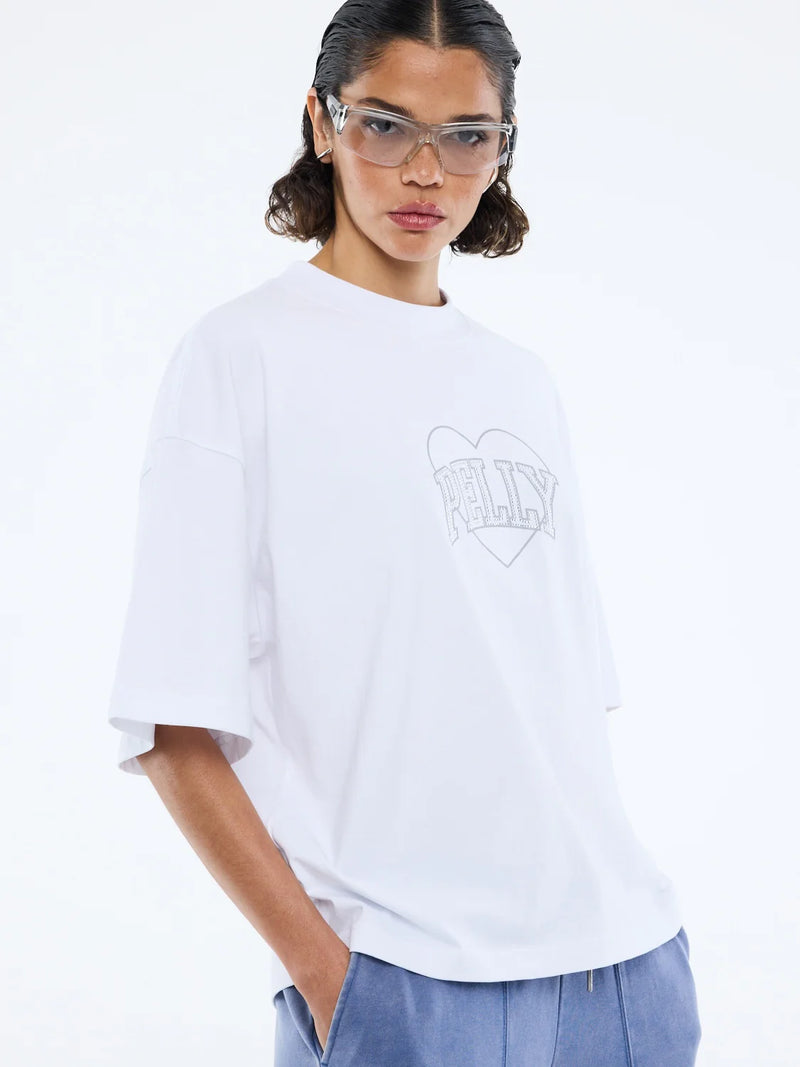 RHINESTONE LOGO TEE - WHITE