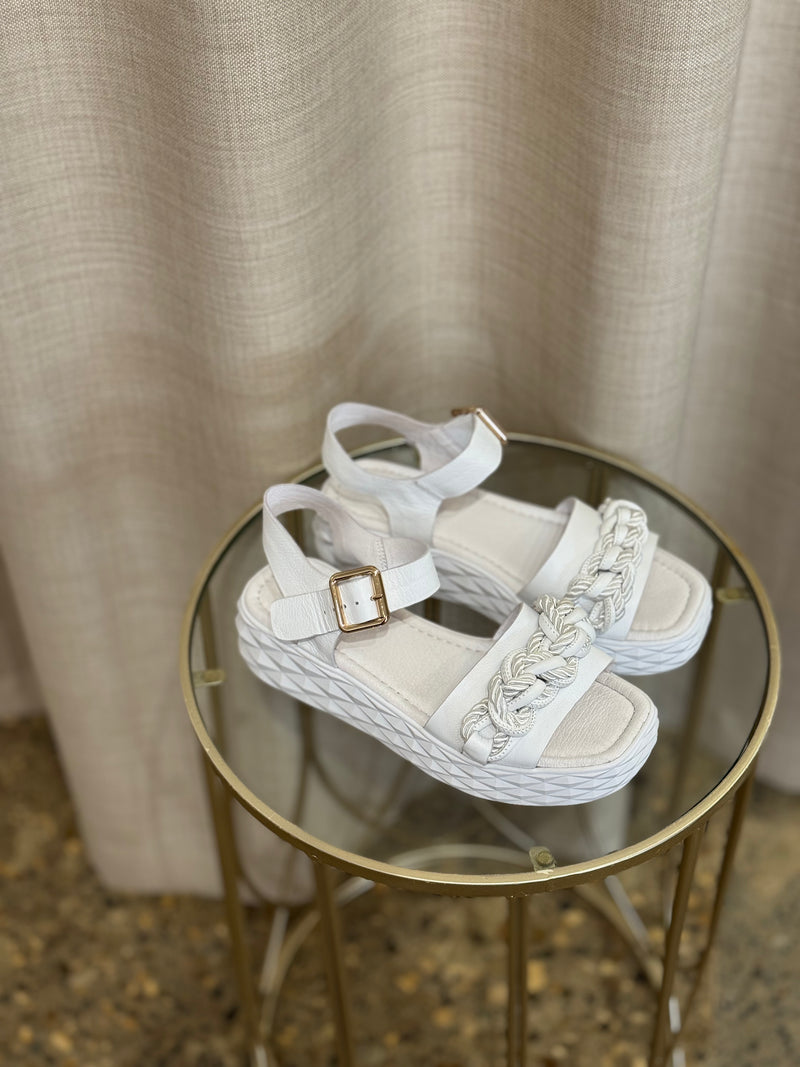 RULIA WHITE LEATHER SANDAL