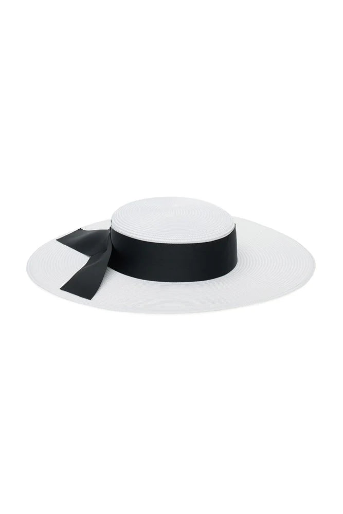 Leya Racewear Boater in White and Black