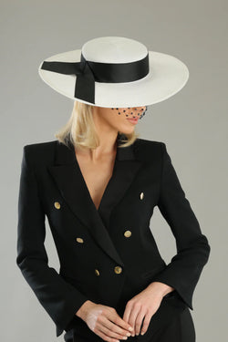 Leya Racewear Boater in White and Black