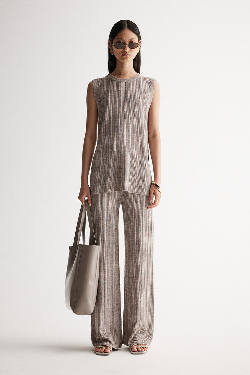 OSCAR KNIT PANT - DARK TAUPE