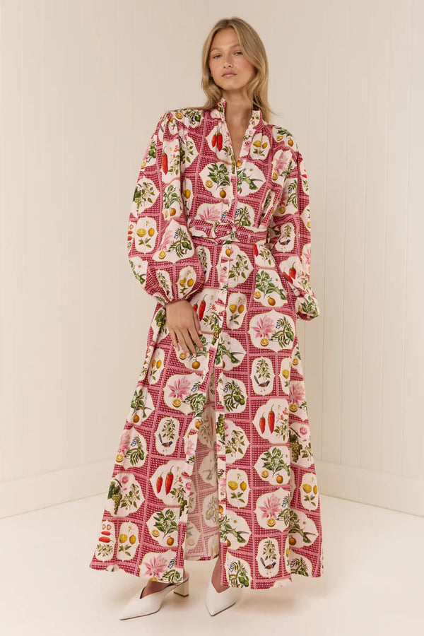 NODDY DRESS - PINK CITRUS TILE