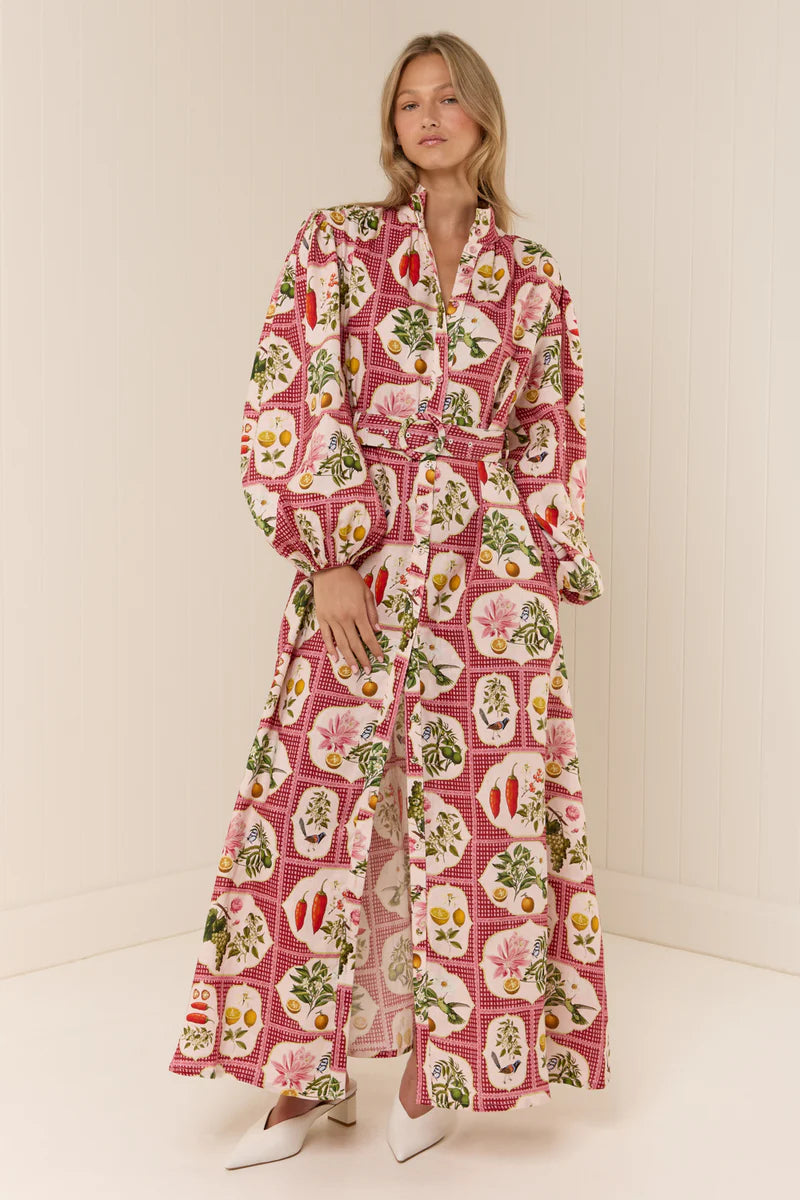 NODDY DRESS - PINK CITRUS TILE