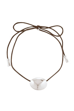 BEAN CORD PENDANT - CHOCOLATE / SILVER