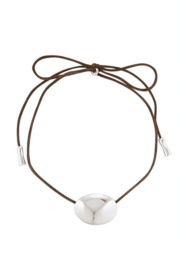BEAN CORD PENDANT - CHOCOLATE / SILVER