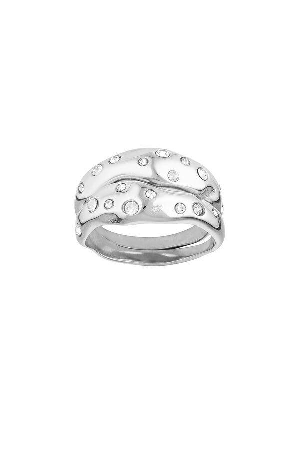 MALI RING SET - WHITE GOLD/CLEAR