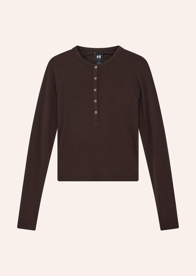 PRIVE RIB LONG SLEEVE TEE - ESPRESSO