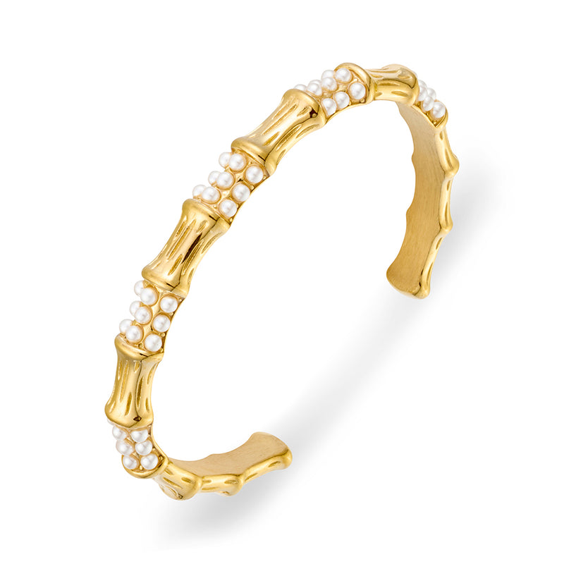 TEXTURED PEARL CUFF BANGLE