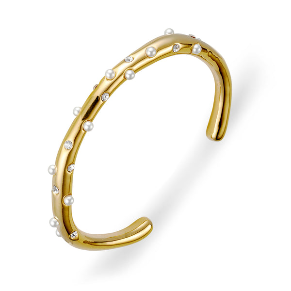 PEARL AND CZ CUFF BANGLE