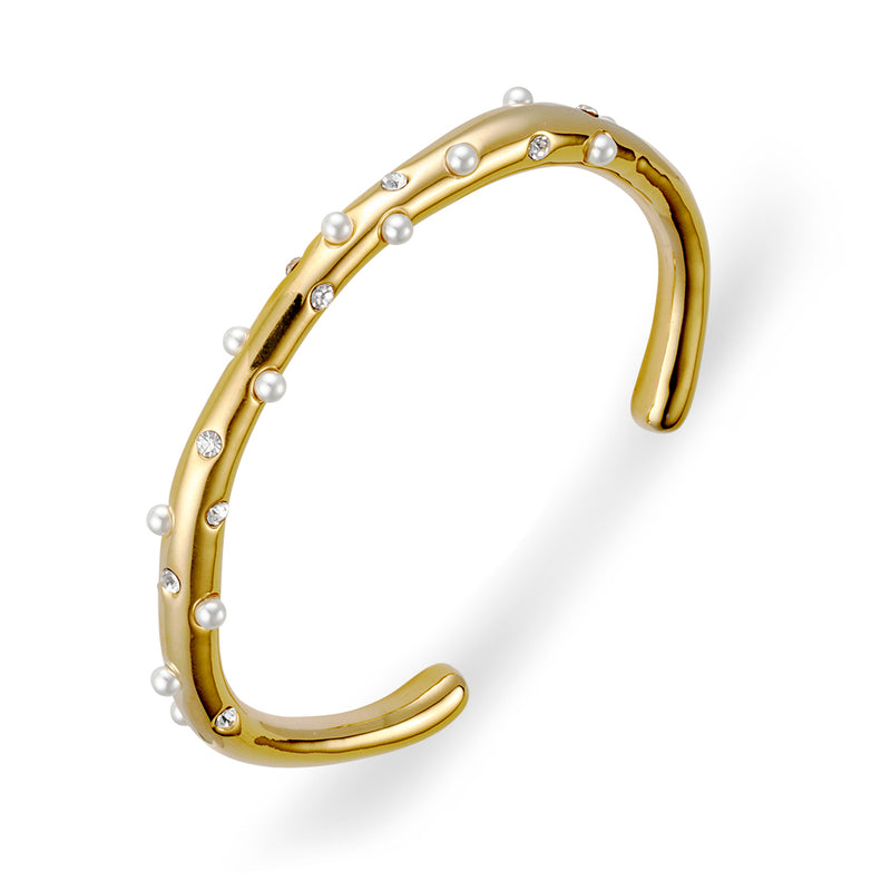 PEARL AND CZ CUFF BANGLE