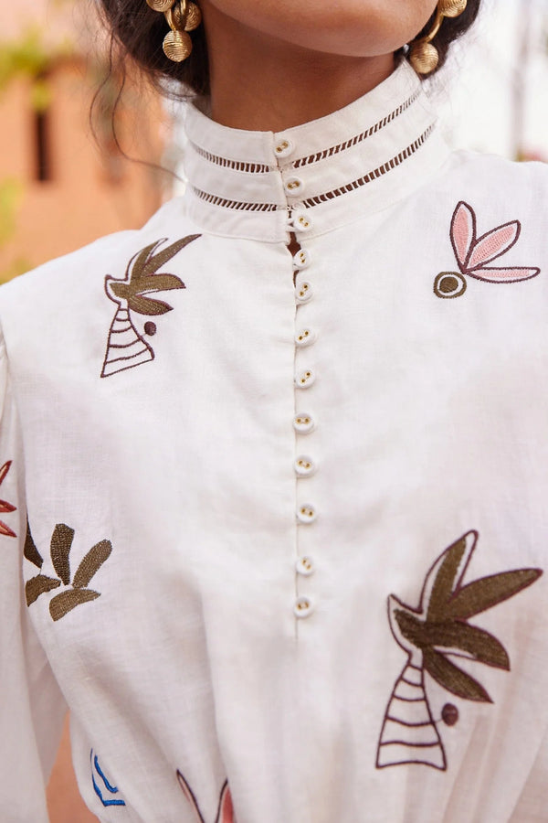 MINA EMBROIDERED MINI DRESS