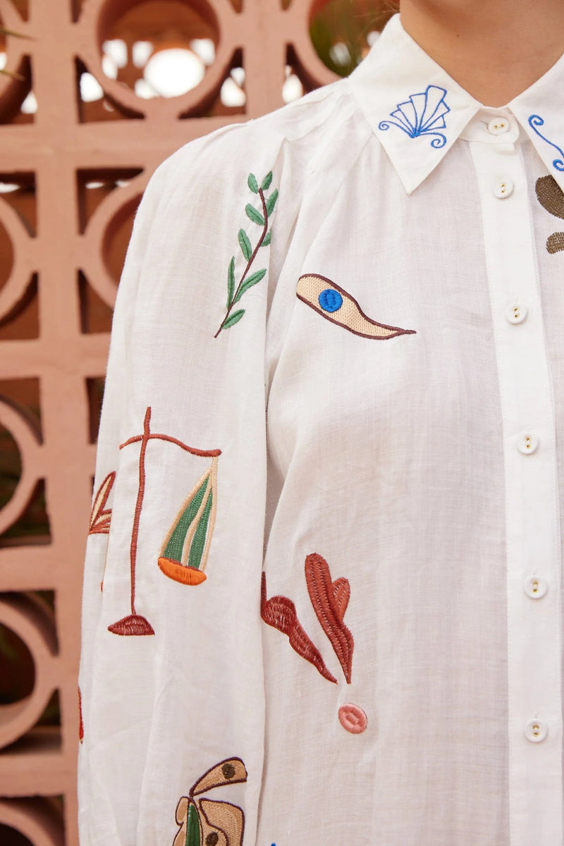 MINA EMBROIDERED SHIRTDRESS