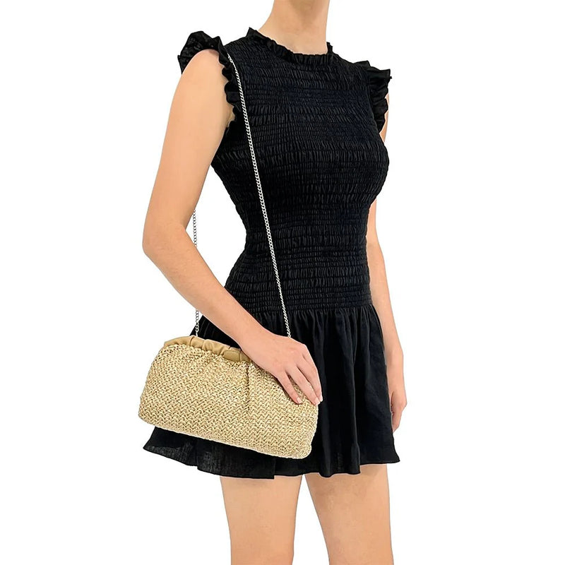 AMALIA PLEATED WOVEN CLUTCH
