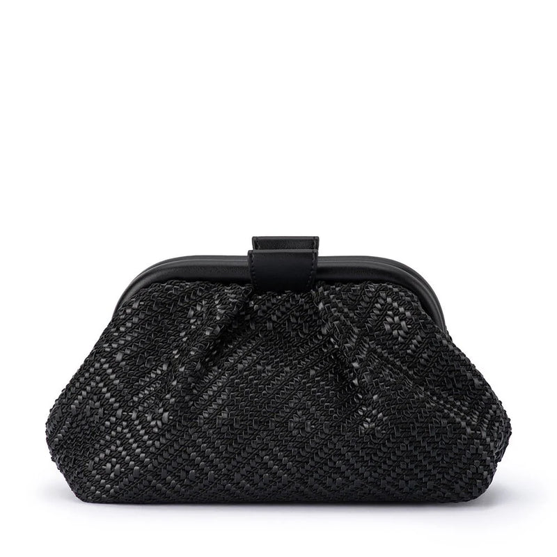 Minki Gathered Woven Clutch in Black Minki Gathered Woven Clutch in Black