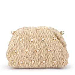 KAIA STUDDED WOVEN CLUTCH
