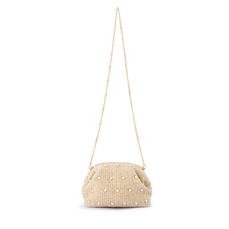 KAIA STUDDED WOVEN CLUTCH