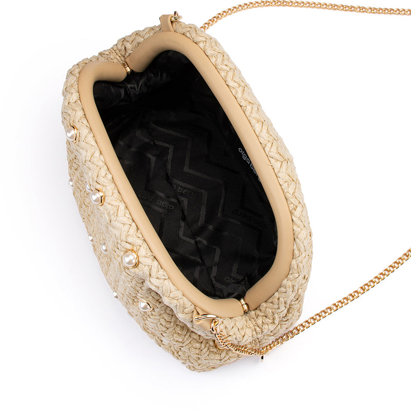 KAIA STUDDED WOVEN CLUTCH