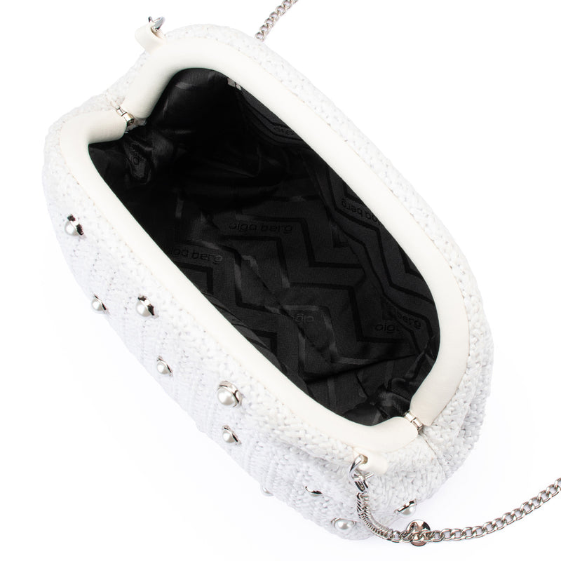 KAIA STUDDED WOVEN CLUTCH