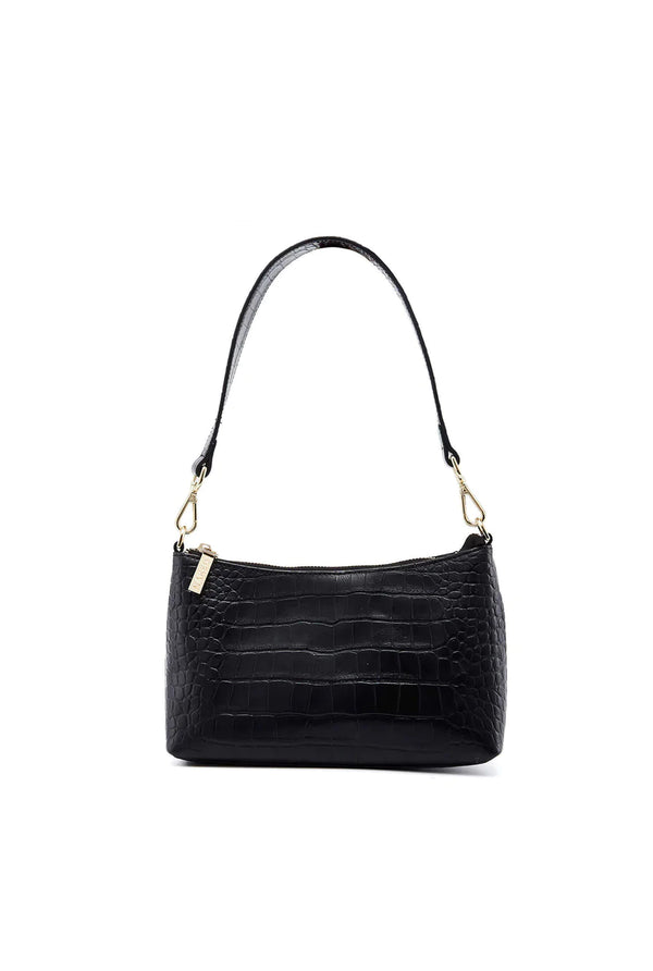The Christy Black Croc Side Bag